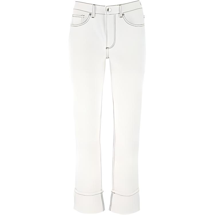 (Women) Burberry Slim Straight-Fit Jeans with Stitching in Natural White 80392821