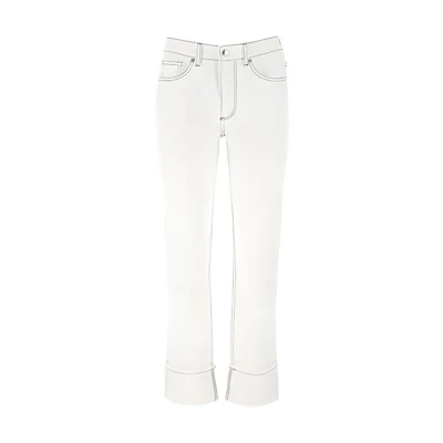 (Women) Burberry Slim Straight-Fit Jeans with Stitching in Natural White 80392821