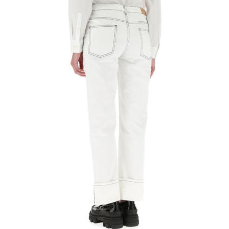 Purchase (Women) Burberry Slim Straight-Fit Jeans with Stitching in Natural White 80392821