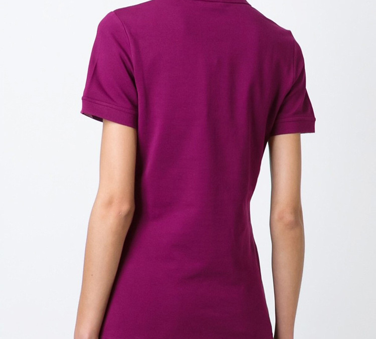 (Women) Burberry Solid Button-Up Short-Sleeve Polo Shirt in Magenta 40054531 圖 6