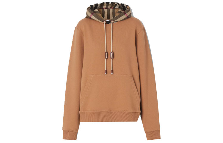 (Women) Burberry Solid Checkered Hoodie Brown 80509521