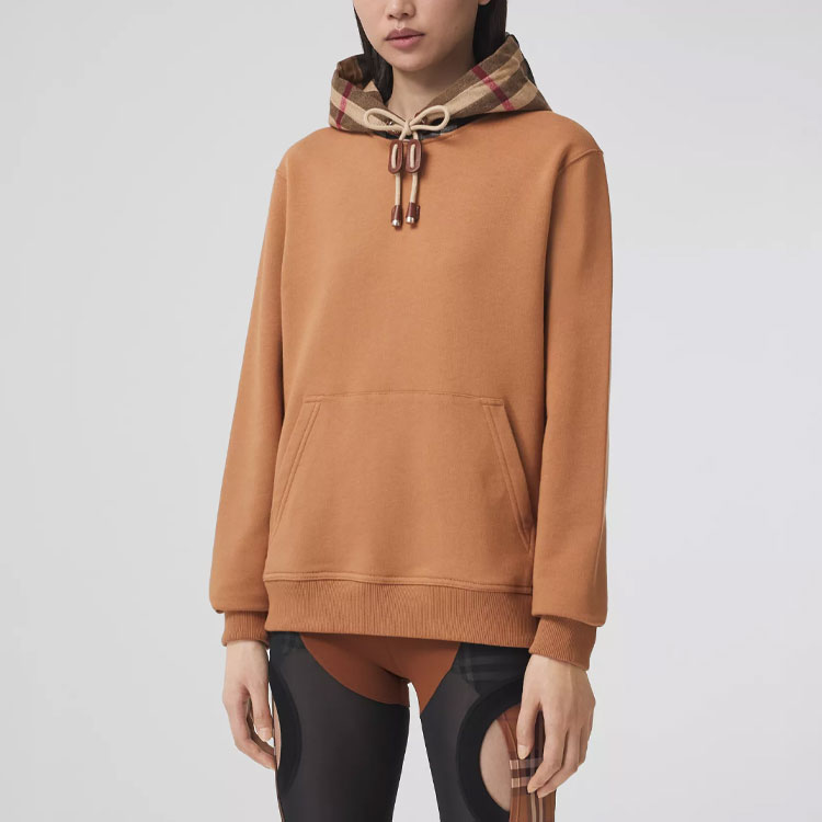 Shop (W) Burberry Hoodie Coklat Motif Kotak Solid 80509521