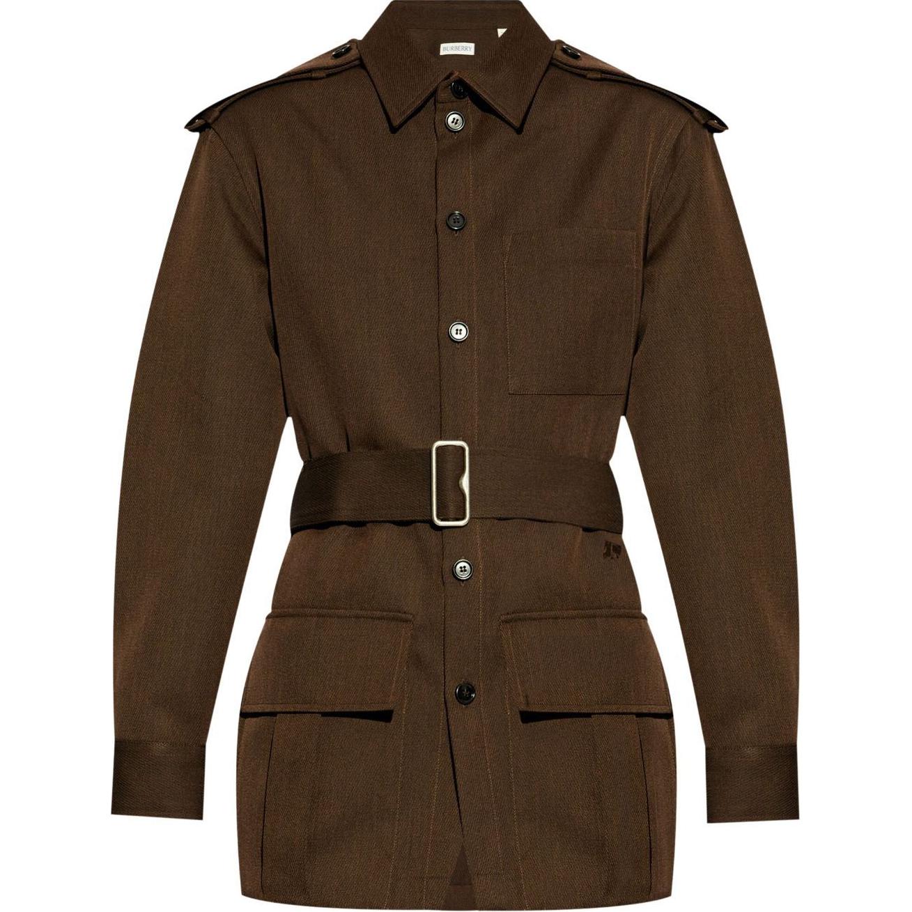 (Women) Burberry Solid Color Buttoned Long Sleeve Shirt  Brown 80926511