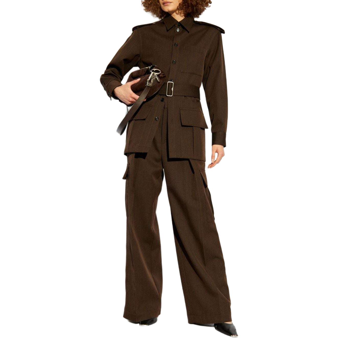 (Women) Burberry Solid Color Buttoned Long Sleeve Shirt  Brown 80926511 圖 3