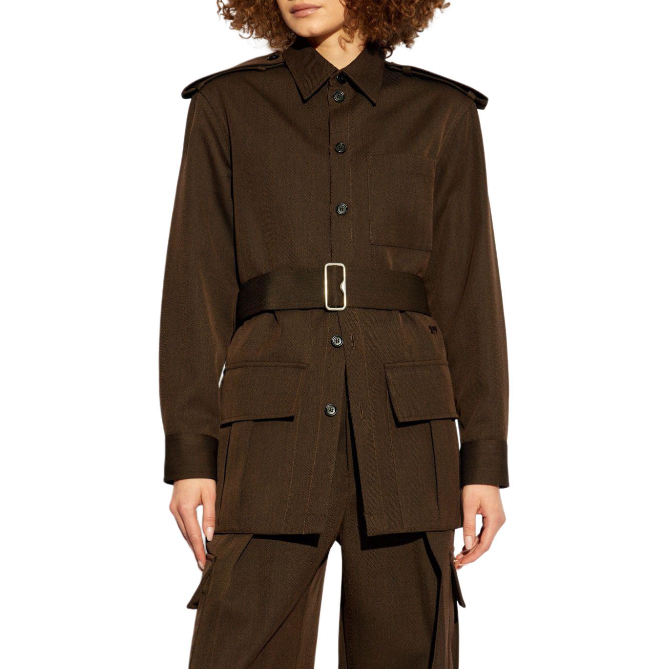 (Women) Burberry Solid Color Buttoned Long Sleeve Shirt  Brown 80926511 圖 4