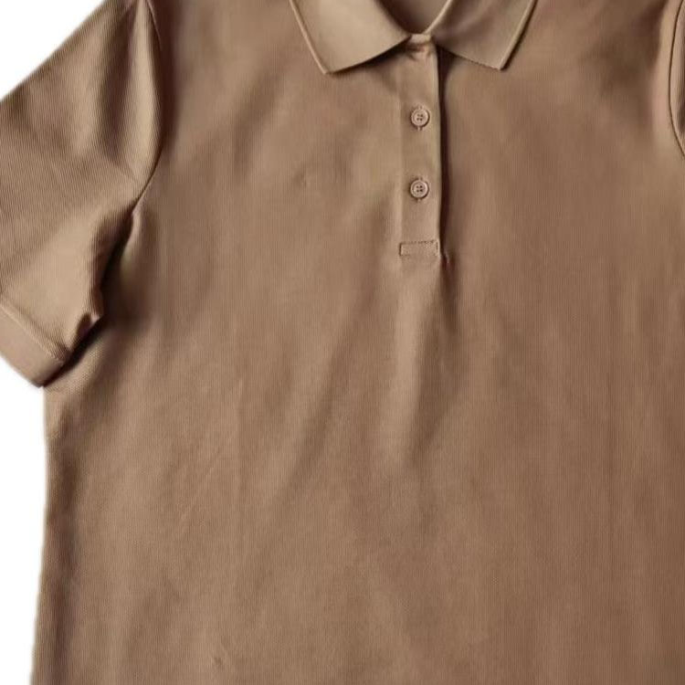 (Women) Burberry Solid Color Buttoned Straight-Cut Short-Sleeve Polo Shirt Brown Womens 80739331 圖 4