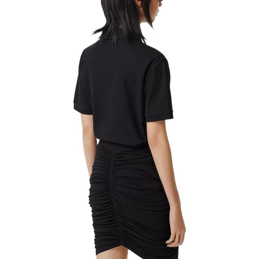 (Women) Burberry Solid Color Deer Embroidery Straight Fit  Polo Shirt - Black 80295761 圖 4