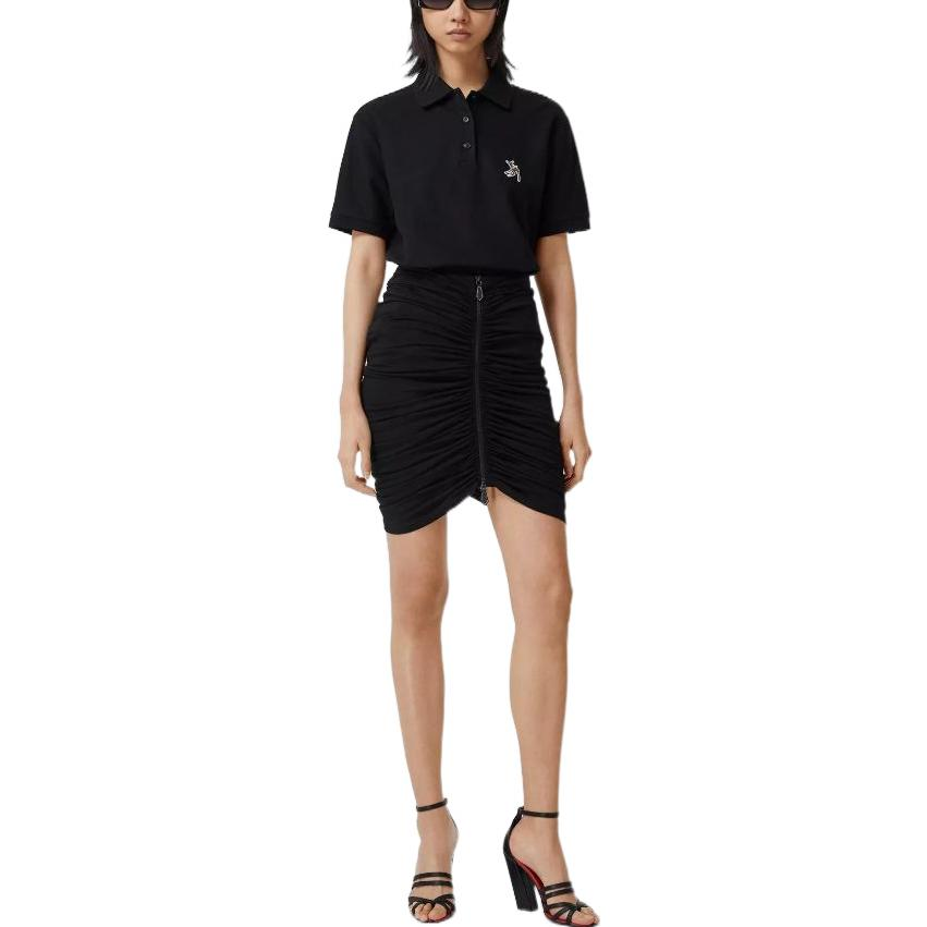 (Women) Burberry Solid Color Deer Embroidery Straight Fit  Polo Shirt - Black 80295761 圖 5