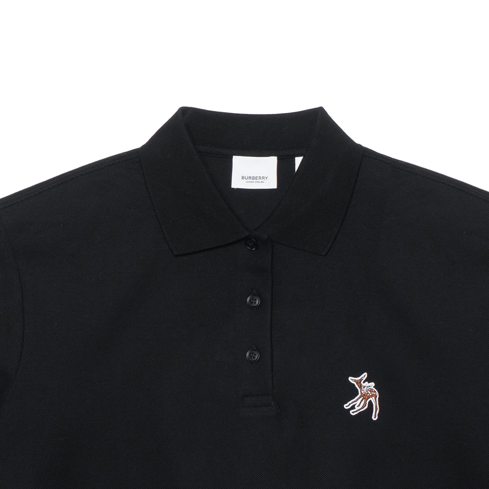 (Women) Burberry Solid Color Deer Embroidery Straight Fit  Polo Shirt - Black 80295761 圖 9