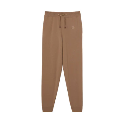 (Women) Burberry Solid Color Embroidered Logo Jogger Pants - Camel. 80422161