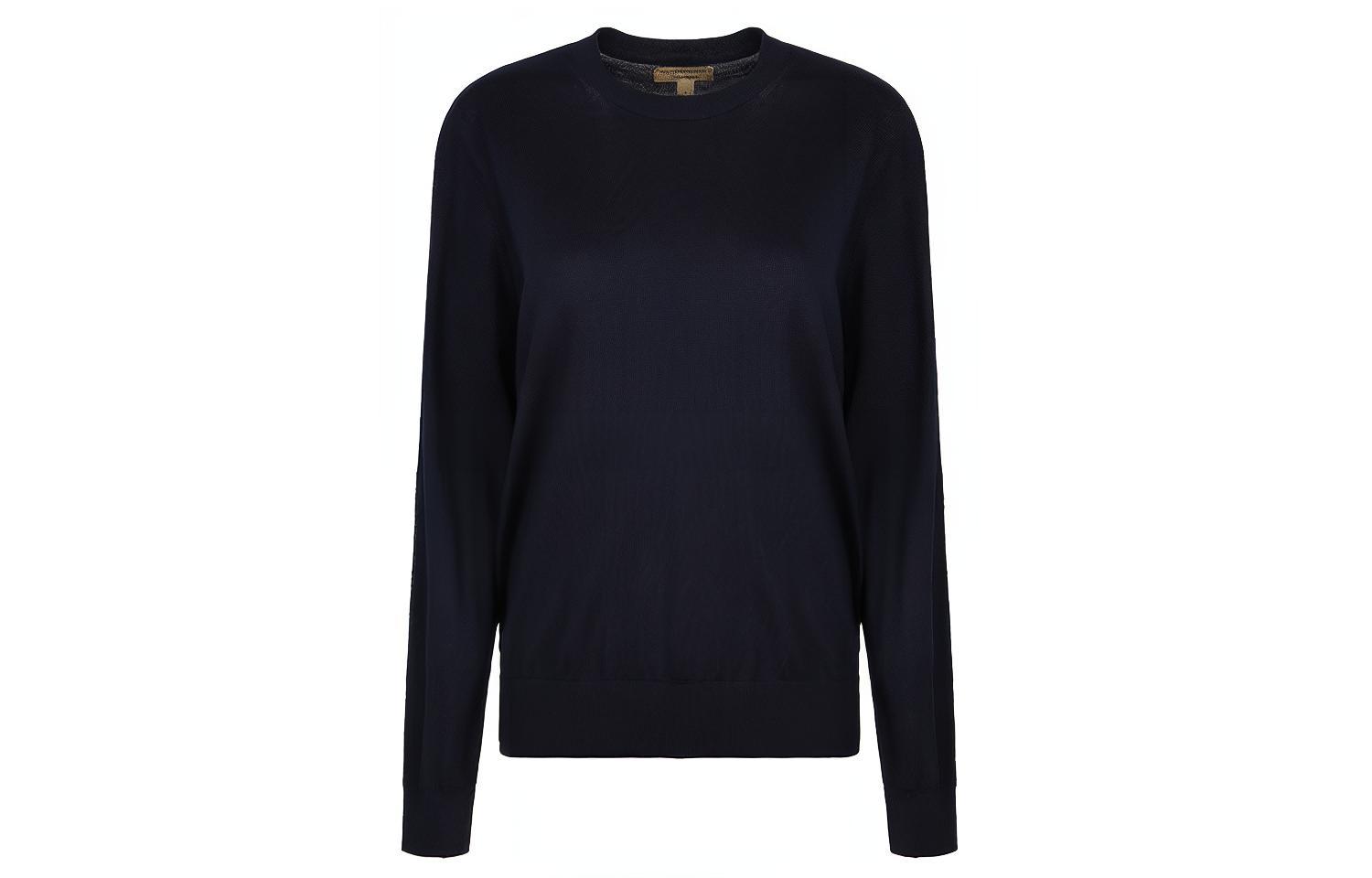 (Women) Burberry Solid Color Knit Pullover Sweater Long Sleeve - Navy Blue 40678011 圖 2