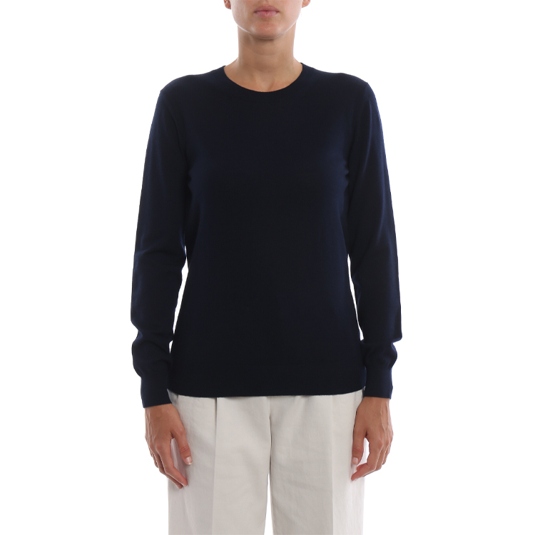 (Women) Burberry Solid Color Knit Pullover Sweater Long Sleeve - Navy Blue 40678011 圖 6
