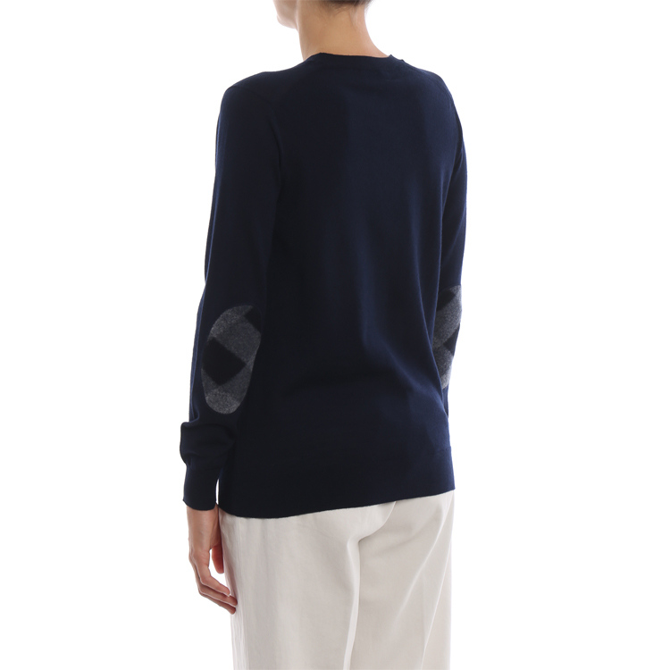 (Women) Burberry Solid Color Knit Pullover Sweater Long Sleeve - Navy Blue 40678011 圖 7
