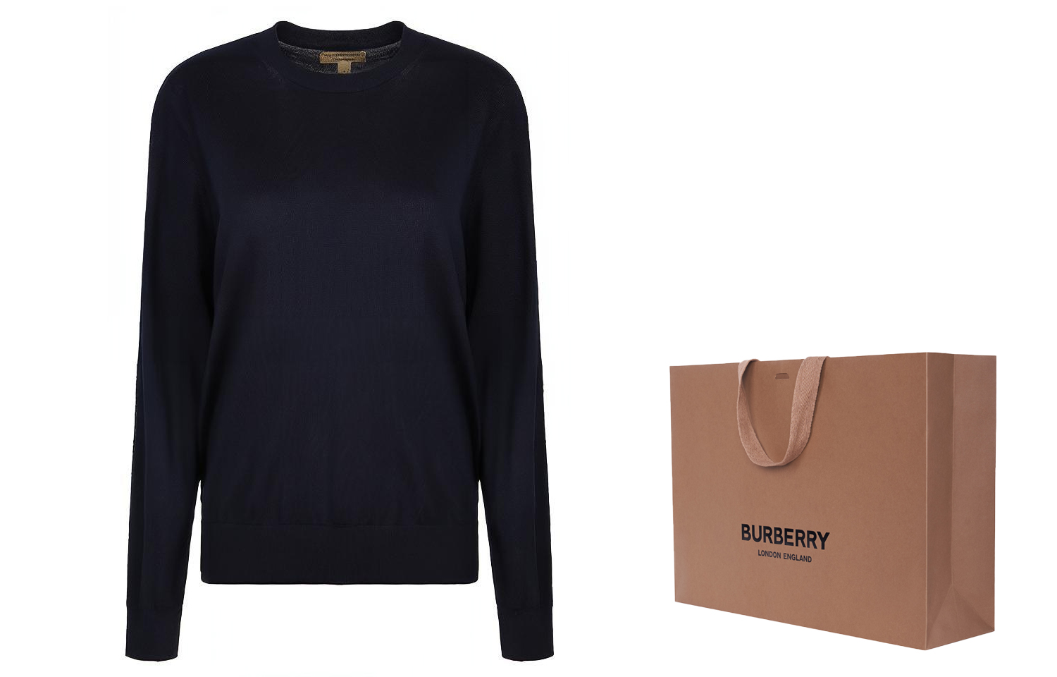 (Women) Burberry Solid Color Knit Pullover Sweater Long Sleeve - Navy Blue 40678011 圖 8