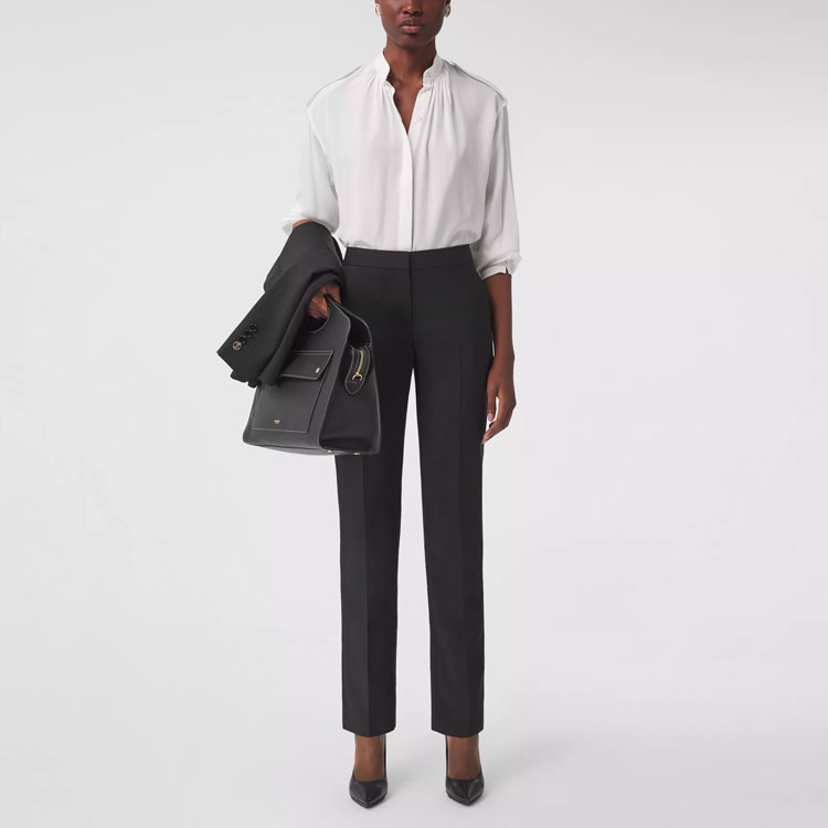 (Women) Burberry Solid Color Pleated Long Sleeve Shirt - White 80431741 圖 5