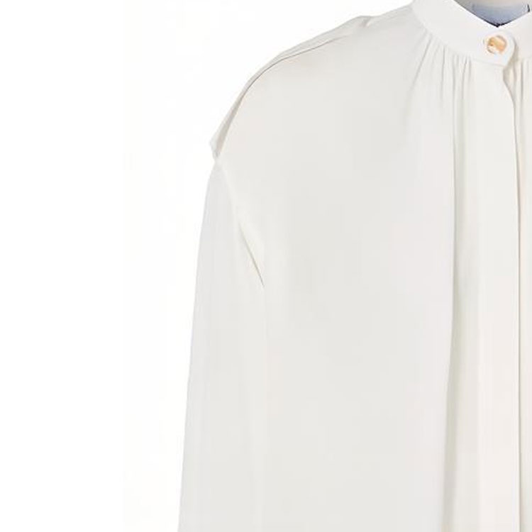 (Women) Burberry Solid Color Pleated Long Sleeve Shirt - White 80431741 圖 8