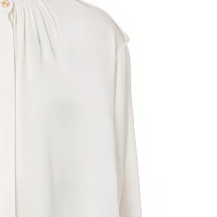 (Women) Burberry Solid Color Pleated Long Sleeve Shirt - White 80431741 圖 9