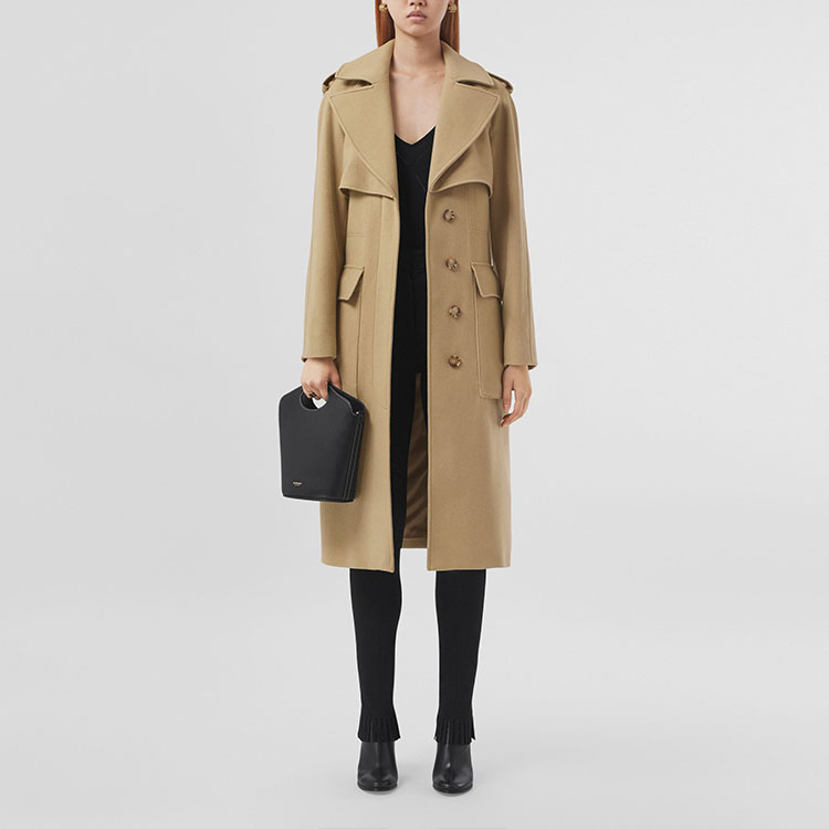 (Women) Burberry Solid Color Tie-Waist Long Trench Coat Beige. 80446851 圖 3
