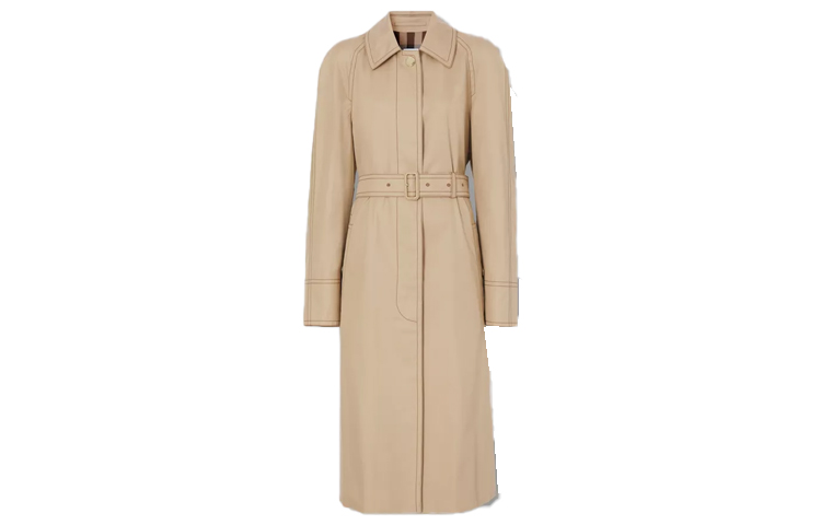 (Women) Burberry Solid Cotton Gabardine Trench Coat Brown 80487611 圖 2