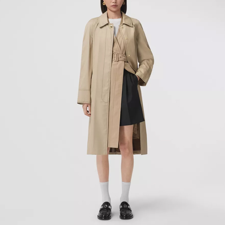 (Women) Burberry Solid Cotton Gabardine Trench Coat Brown 80487611 圖 4