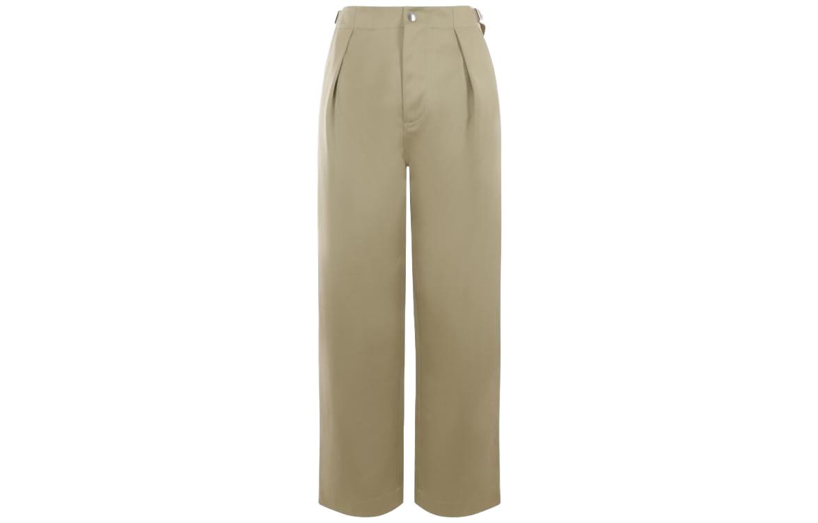(Women) Burberry Solid Cotton Wide-Leg Casual Pants Women’s Khaki. 80775051