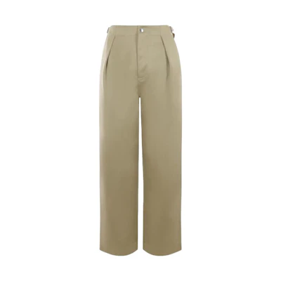 (Women) Burberry Solid Cotton Wide-Leg Casual Pants Women’s Khaki. 80775051