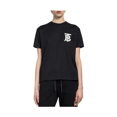 (Women) Burberry Solid Logo Print Crewneck T-Shirt SS23 Black 8017472