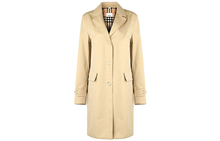 (Women) Burberry Solid Single-Breasted Long Trench Coat Khaki. 80167801 圖 2