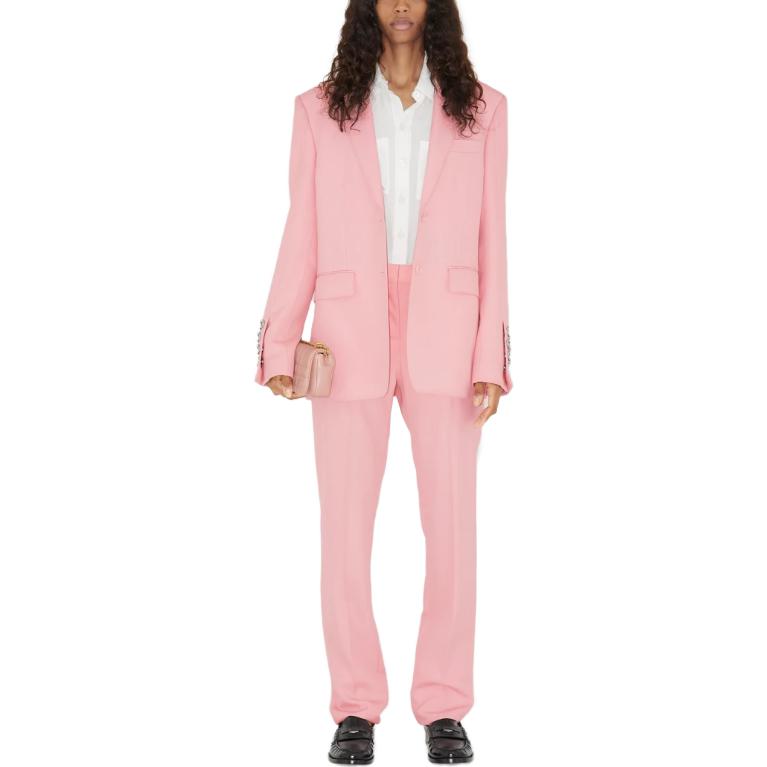 Lookbook (Women) Burberry Solid Single-Breasted Pink Long-Sleeve Blazer . 80632431