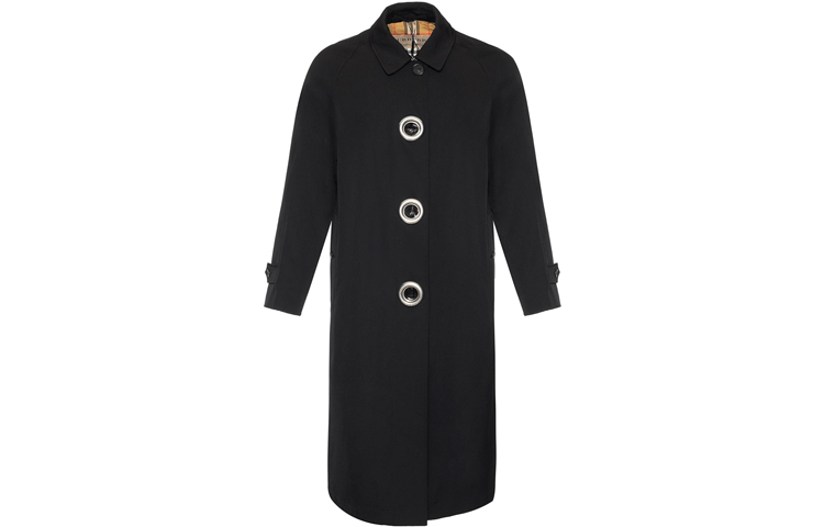 (Women) Burberry Solid Wool Long Coat Black 80073361