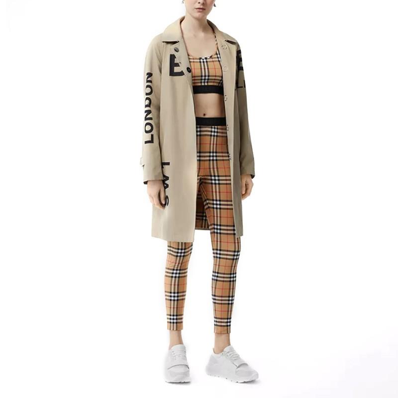 Shop (Women) Burberry Sporty Top Vintage Check Beige Elastic Sports Bra 80124511