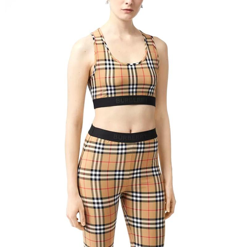 Details for (Women) Burberry Sporty Top Vintage Check Beige Elastic Sports Bra 80124511