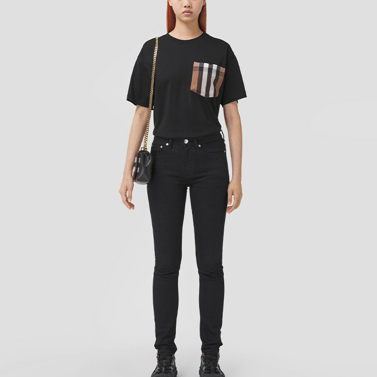 (Women) Burberry Spring/Summer Check Pocket Loose-Fit Cotton Oversized T-Shirt. 80449611 圖 4