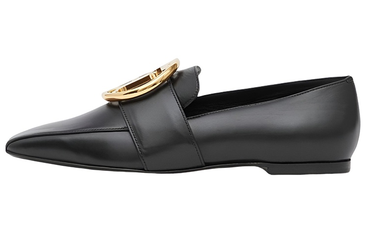 (W) Burberry Square-Toe Flat 'Metal TB Logo - Black'