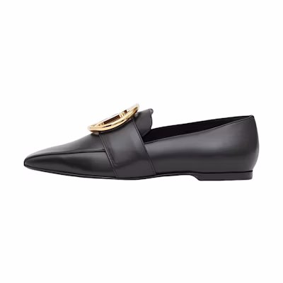 (W) Burberry Square-Toe Flat 'Metal TB Logo - Black'