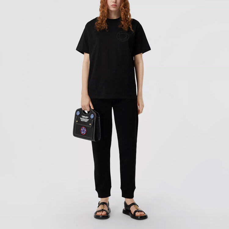 Lookbook (W) Burberry Seluar Jogger Kapas Hitam Logo Sulaman SS21. 80434671