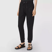 Shop (Women) Burberry SS21 Black Embroidered Logo Cotton Jogger Sweatpants 80434671