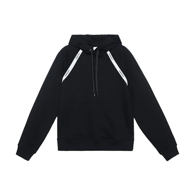 (Women) Burberry SS21 Black Logo Tape Cotton Hoodie 80395401