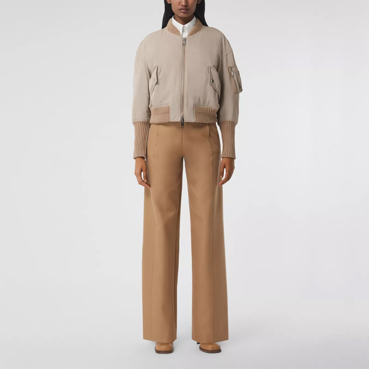 (Women) Burberry SS21 Cotton Twill Sailor Straight Pants Beige Casual Trousers 80390541 圖 3