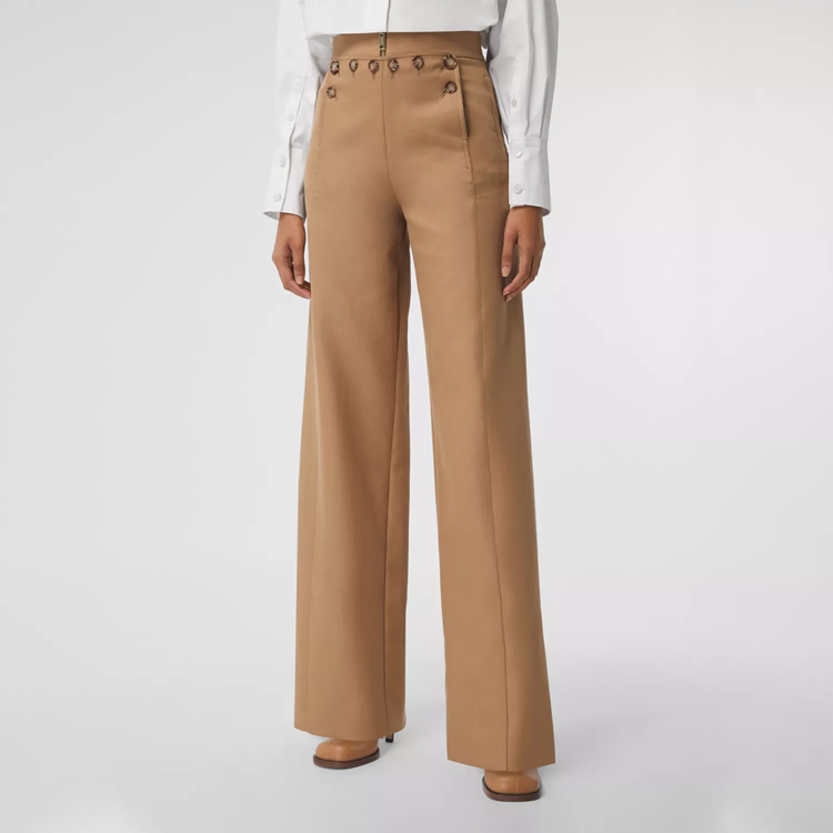 (Women) Burberry SS21 Cotton Twill Sailor Straight Pants Beige Casual Trousers 80390541 圖 4