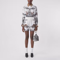 Lookbook (Women) Burberry SS21 Deer Sketch Print Silk Shorts Women’s Light Walnut. 80433471