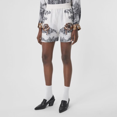 (W) バーバリー SS21 デアスケッチプリント シルクショーツ レディース ライトウォルナット 80433471 Shop (W) バーバリー SS21 デアスケッチプリント シルクショーツ レディース ライトウォルナット 80433471