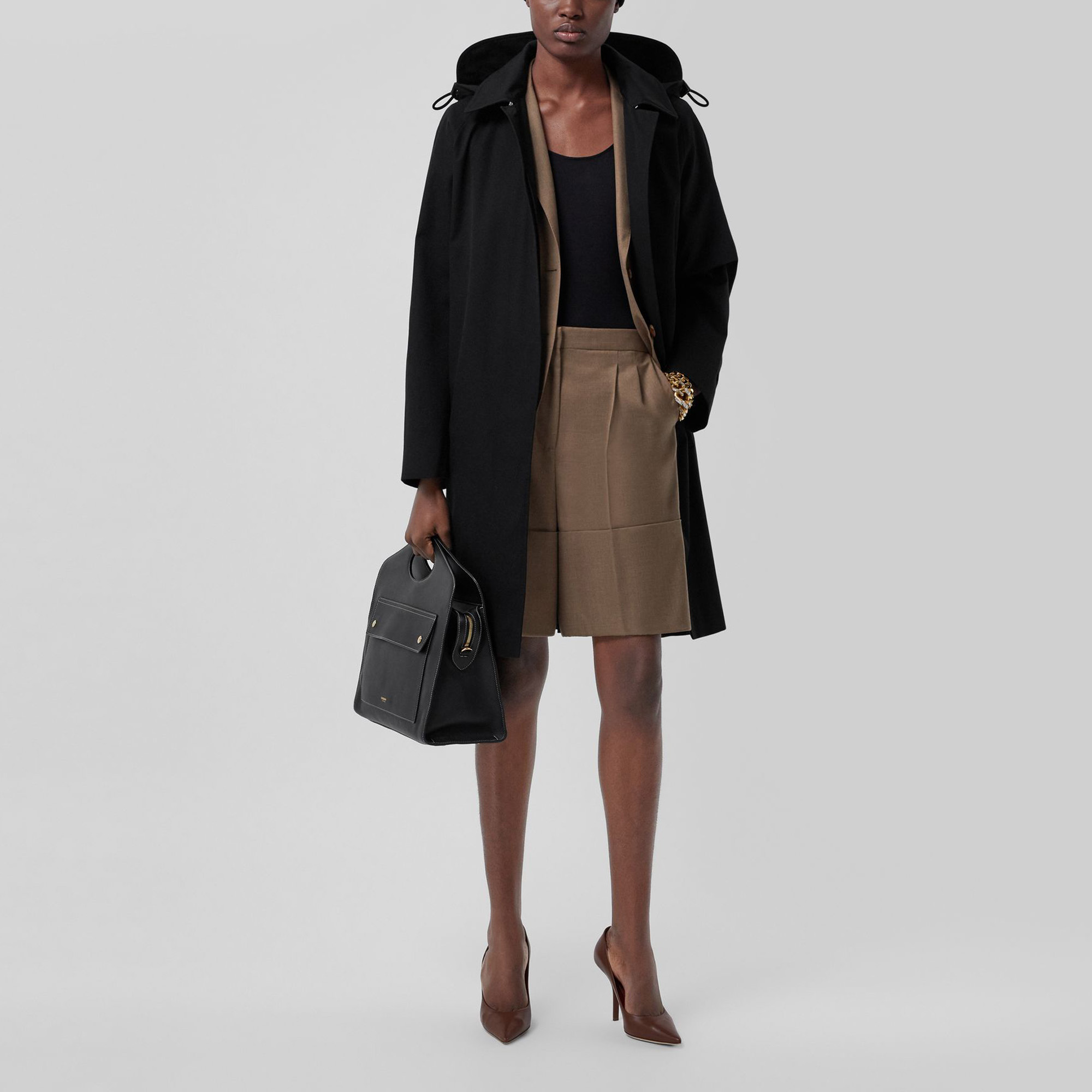 (Women) Burberry SS21 Detachable Drawstring Hooded Cotton Coat Black 80421951 圖 4