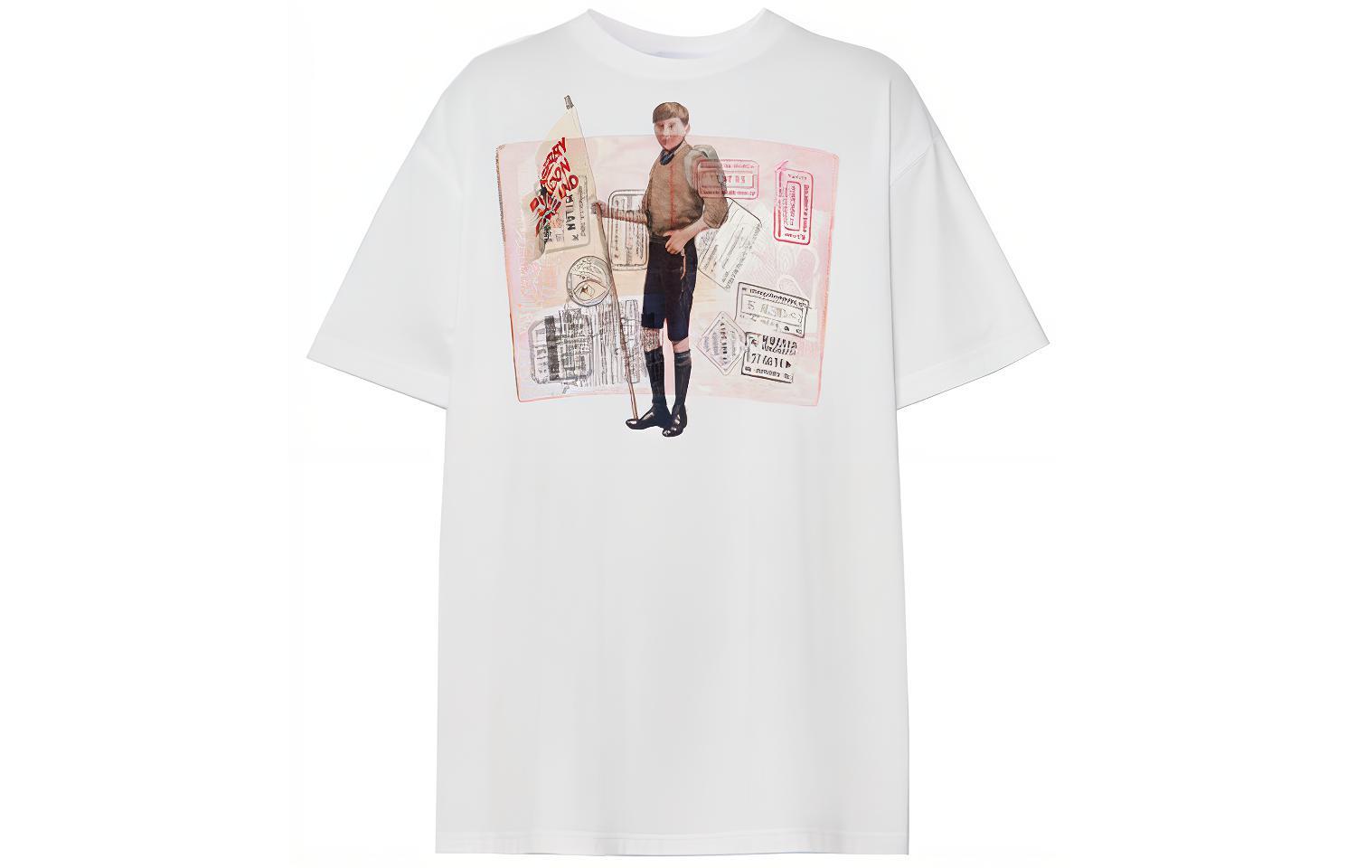 (Women) Burberry SS21 Graphic Print Oversized T-shirt Women White Short Sleeve Tee. 80431341