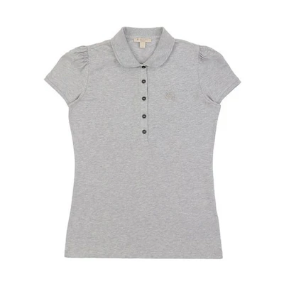 (Women) Burberry SS21 Grey Polo Collar Solid Short-Sleeve T-Shirt. 38385321