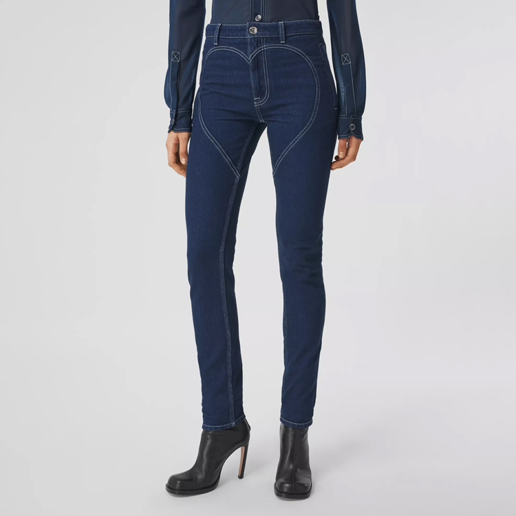 Details for (W) 버버리 SS21 하트 패턴 스키니 진 미드나잇 네이비 45681861