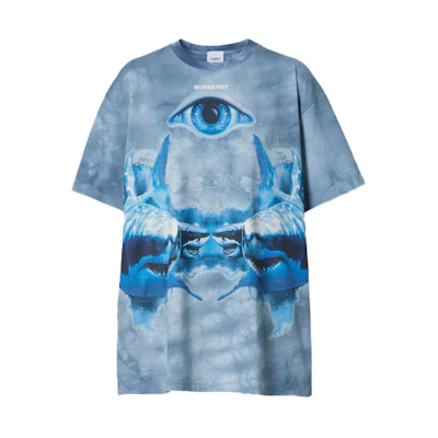 (Women) Burberry SS21 Horseferry Shark Print Cotton T-Shirt Dark Blue 80407791
