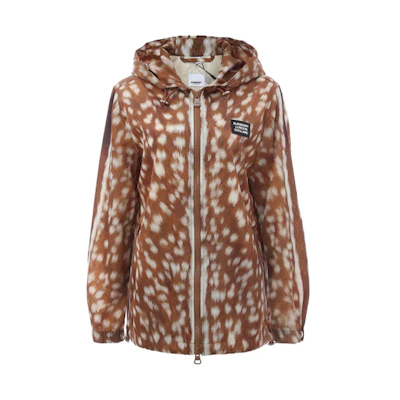 (Women) Burberry SS21 Leopard Print Hooded Zip-Up Jacket 80258681