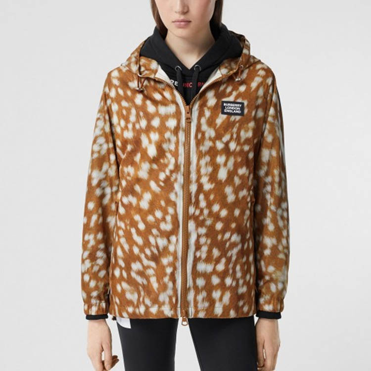 Shop (W) 博柏利 SS21 豹纹连帽拉链夹克 80258681