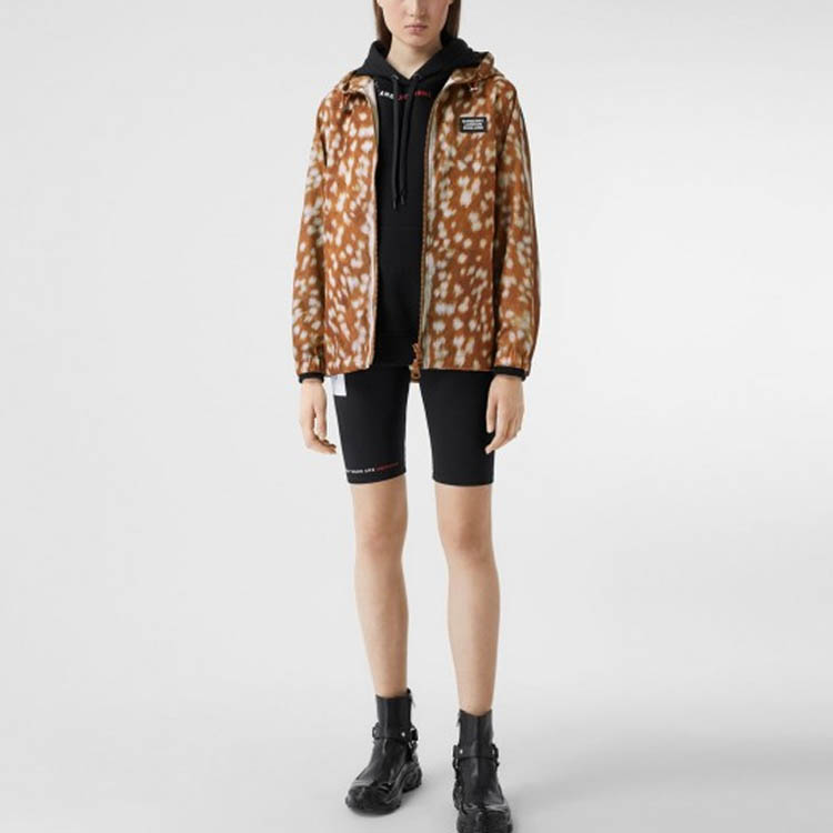 Details for (W) 博柏利 SS21 豹纹连帽拉链夹克 80258681